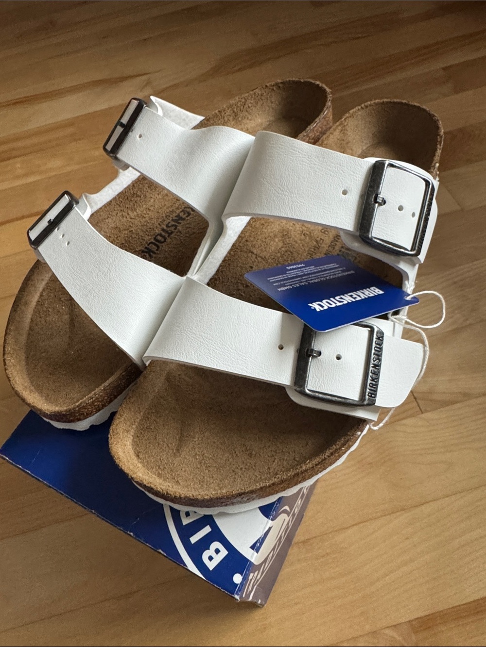Birkenstock Arizona White Leather and Textile Slip On Sandals NWT 40 women’s 9